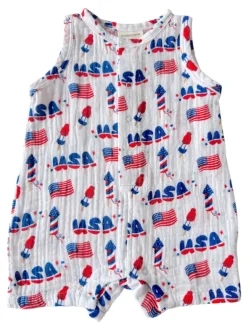 Muslin Shortie Romper, 4th of July