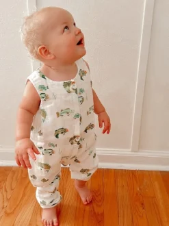 Muslin Sleeveless Romper, Bass Fishing