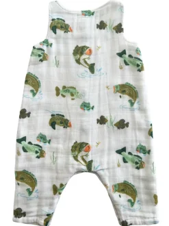 Muslin Sleeveless Romper, Bass Fishing