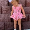 Muslin Smocked Bubble w/ Skirt, Baseball Pink