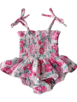 Muslin Smocked Bubble w/ Skirt, Pink Splendor