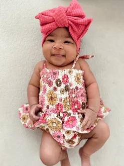 Muslin Smocked Bubble w/ Skirt, Retro Floral