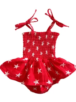Muslin Smocked Bubble w/ Skirt, Star Spangled