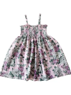Muslin Smocked Tube Dress, Blissful Blossoms