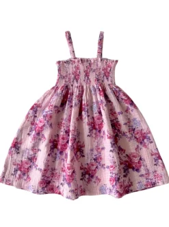 Muslin Smocked Tube Dress, Violet Rose