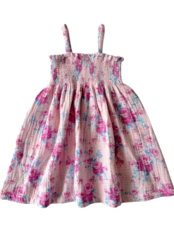 Muslin Smocked Tube Dress, Garden Secrets