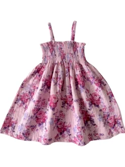 Muslin Smocked Tube Dress, Violet Rose
