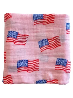 Muslin Swaddle, American Flag Pink