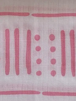Muslin Swaddle Blanket, White/Pink Mudcloth