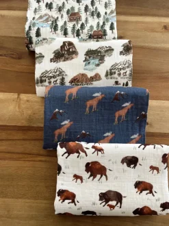 Muslin Swaddle, Blue Moose