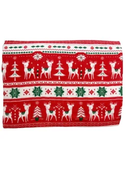 Muslin Swaddle, Red Vintage Deer Fair Isle