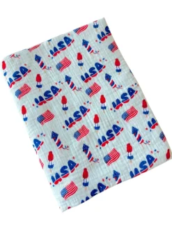 Muslin Swaddle, 4th of July Blue