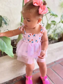 Muslin Tutu Bubble, Pink Red, White & Blue Popsicle