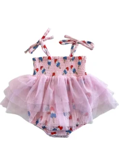 Muslin Tutu Bubble, Pink Red, White & Blue Popsicle