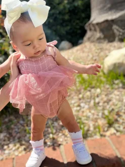 Muslin Tutu Bubble, Rose Tan Grid