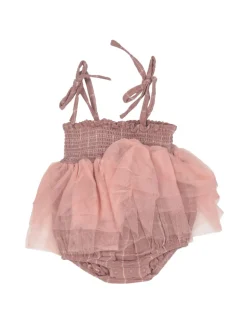 Muslin Tutu Bubble, Rose Tan Grid