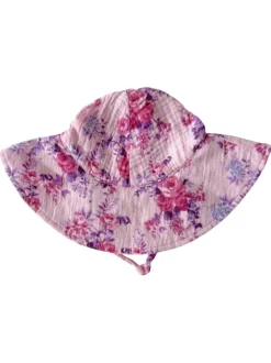 Muslin Wide Brim Sunhat, Violet Rose