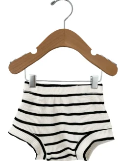 Organic Cotton Waffle Shorts, Black Stripe