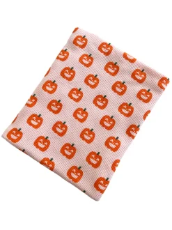 Organic Cotton Waffle Swaddle Blanket, Blush Jack-O-Lantern