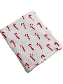 Organic Cotton Waffle Swaddle, Candy Cane