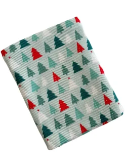 Organic Cotton Waffle Swaddle, Festive Firs