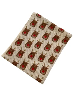 Organic Cotton Waffle Swaddle, Reindeer