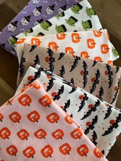 Organic Cotton Waffle Swaddle Blanket, Blush Jack-O-Lantern