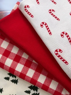 Organic Cotton Waffle Swaddle, Candy Cane