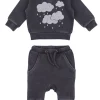 Organic Cozy Graphic Sweatshirt & Jogger Set, Coal Clouds