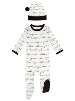 Organic Footie & Hat Set, Writing Reindeer