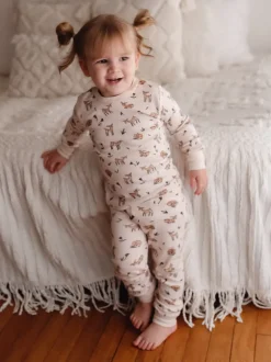 Organic Kids Long Sleeve PJ Set, Doe-a-Deer