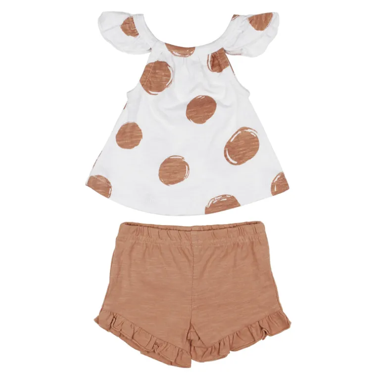 Organic Tank & Tap Short Set, Adobe Dot