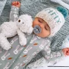 Organic Waffle Basic Zip Footie, Brother Bunny
