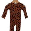 Organic Waffle Basic Zip Footie, Black Spot