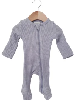 Organic Waffle Basic Zip Footie, Silver