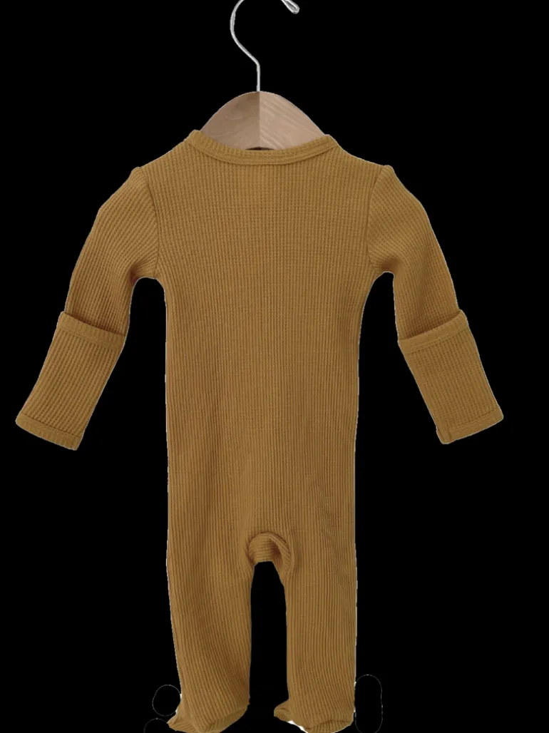 Organic Waffle Basic Zip Footie, Honey