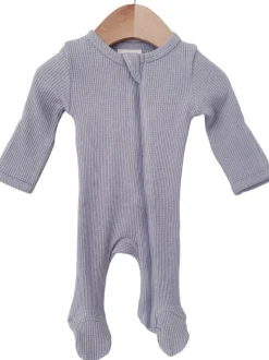 Organic Waffle Basic Zip Footie, Silver