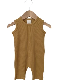 Organic Waffle Easy Romper, Honey