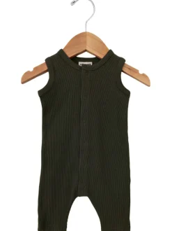Organic Waffle Easy Romper, Forest