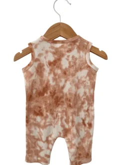 Organic Waffle Easy Romper, Spice Tie Dye