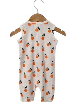 Organic Waffle Easy Romper, Oranges