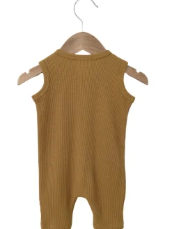 Organic Waffle Easy Romper, Honey