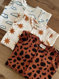 Organic Waffle Easy Romper, Cloud