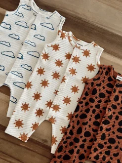 Organic Waffle Easy Romper, Cloud