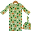 Organic Waffle Gown & Hat Set, Green Clover