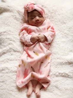 Organic Waffle Gown, Cottontail Pink