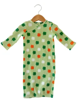 Organic Waffle Gown, Green Clover
