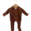 Organic Waffle Kimono & Pant Set, Black Spot