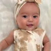 Organic Waffle Knot Bow, Almond Tie Dye