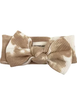 Organic Waffle Knot Bow, Almond Tie Dye
